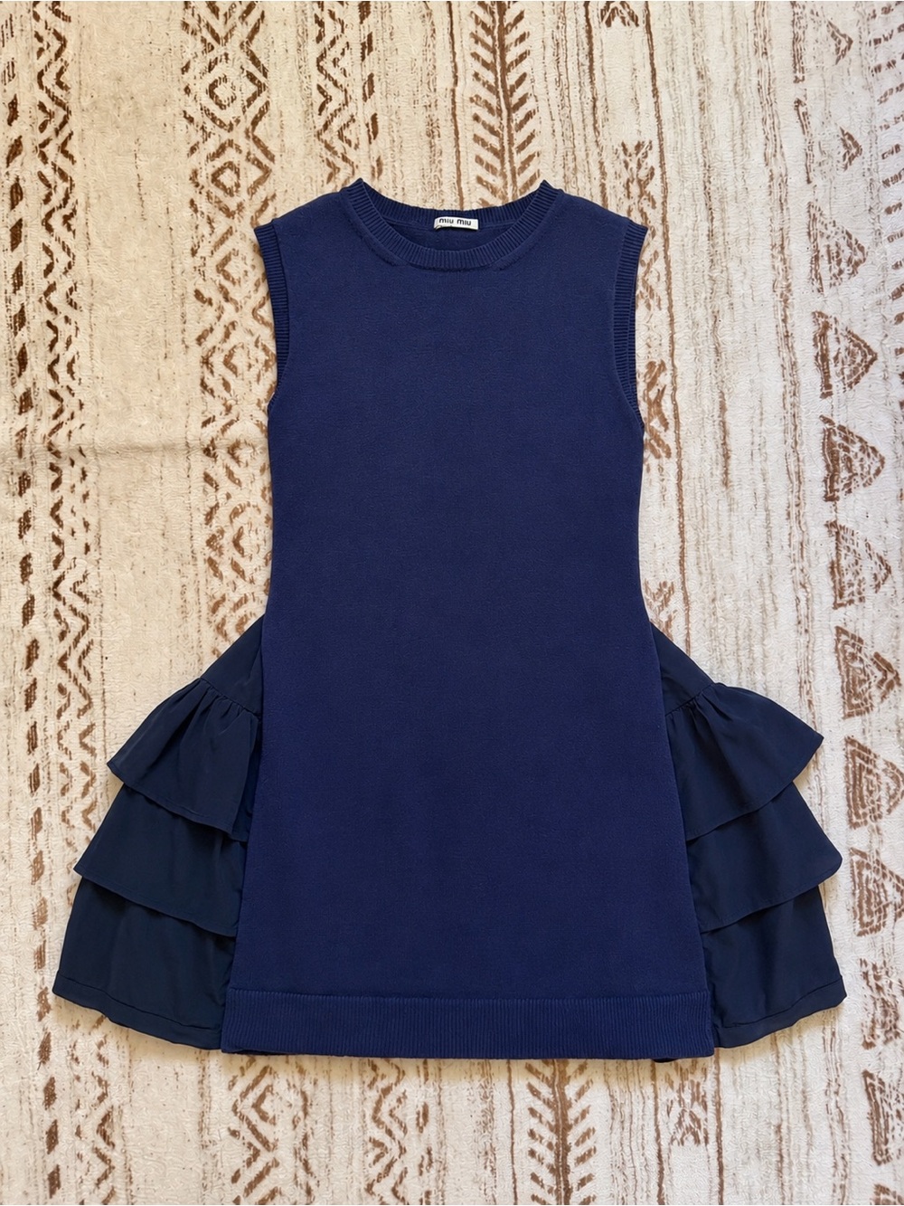 Authentic Vintage Miu Miu Navy Blue Sleeveless Hourglass Mini Dress